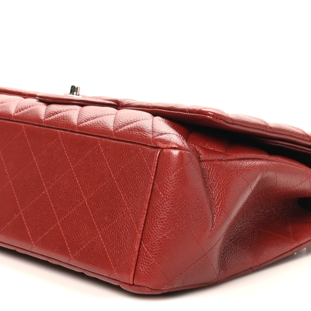 Caviar Quilted Maxi Double Flap Dark Red wholesalehk.shop