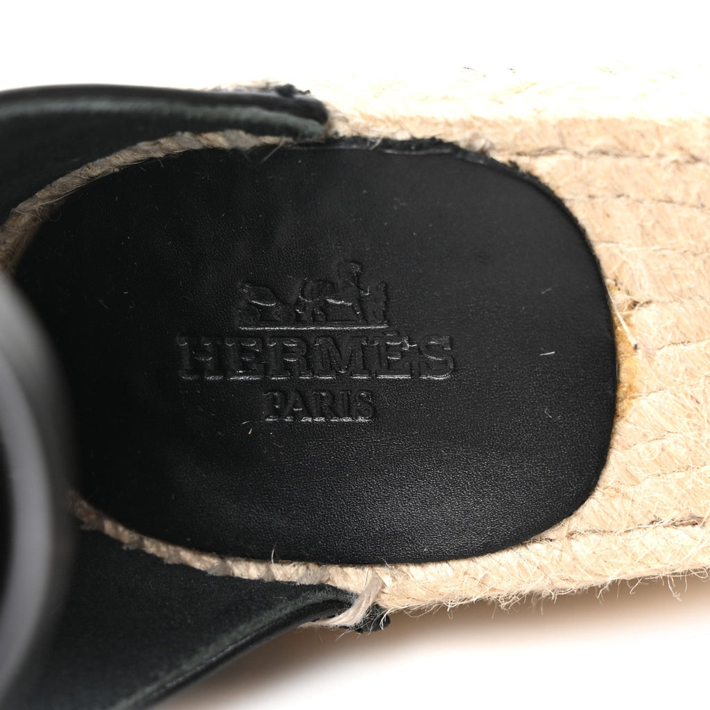 Calfskin Tipoli Espadrille Wedges 38 Black wholesalehk.shop