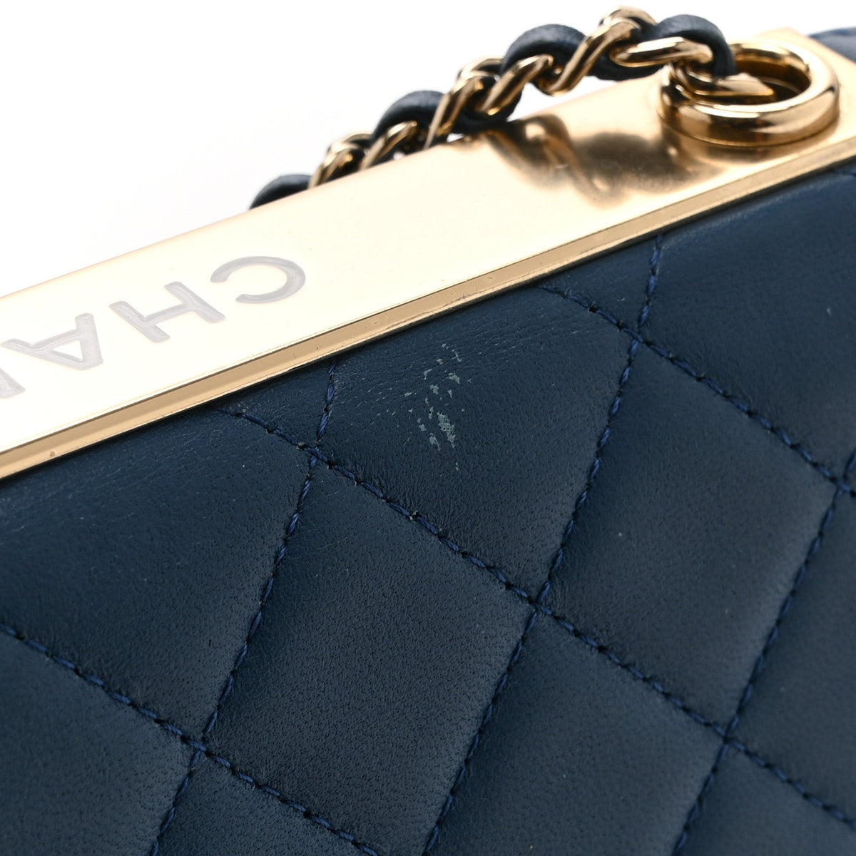 Lambskin Quilted Trendy CC Wallet On Chain WOC Blue wholesalehk.shop