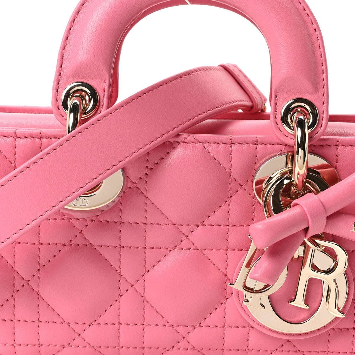 Lambskin Cannage Mini Lady D-Joy Fraise wholesalehk.shop