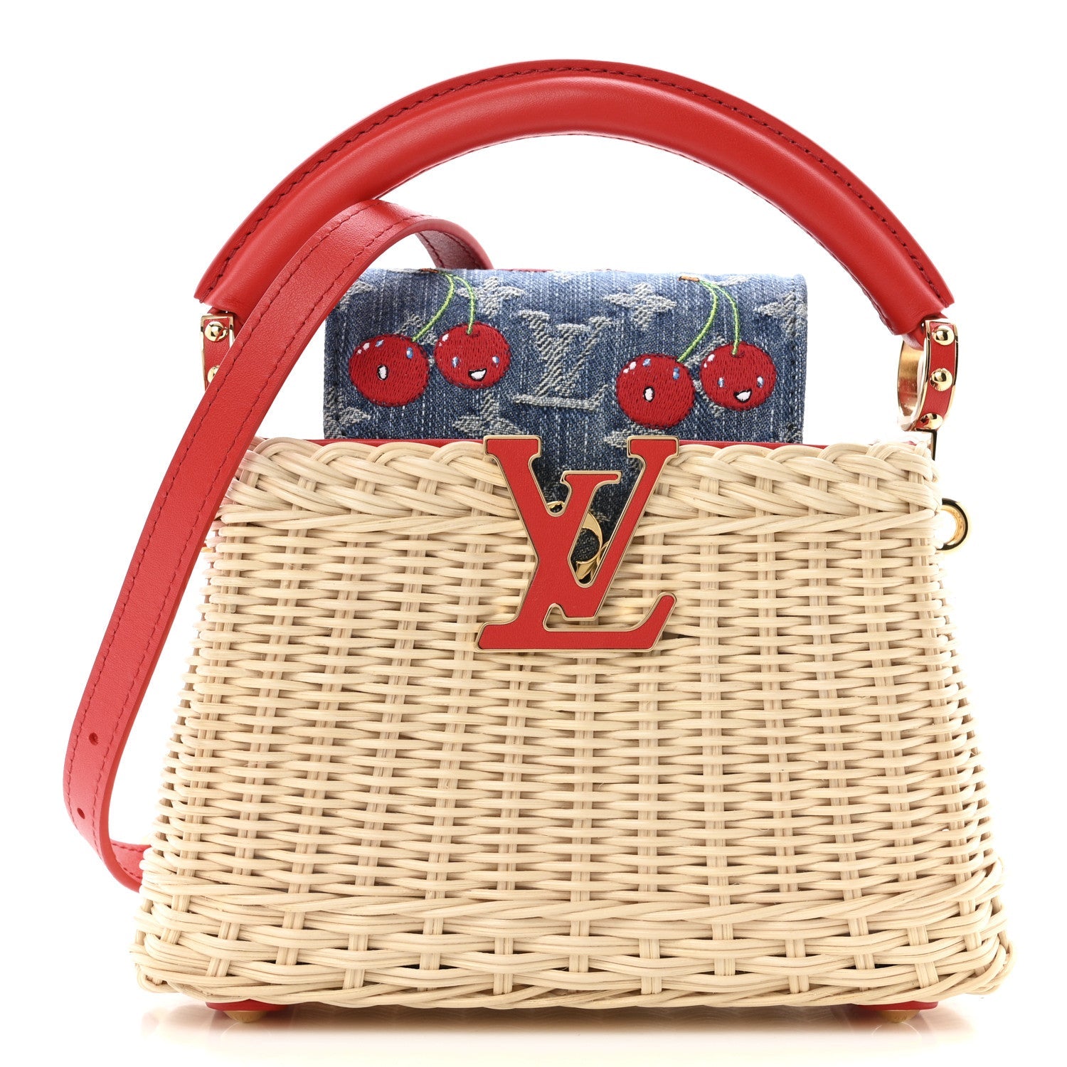 LV X TM Rattan Denim Calfskin Cerises Capucines Mini £¨ Direct shipment via from wholesalehk.shop