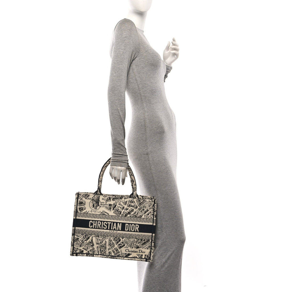 Canvas Embroidered Medium Plan De Paris Book Tote  White Blue £¨ Direct shipment via from wholesalehk.shop