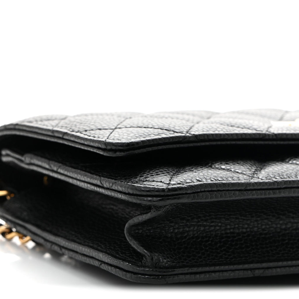 Caviar Quilted CC Turnlock Wallet On Chain WOC Black wholesalehk.shop