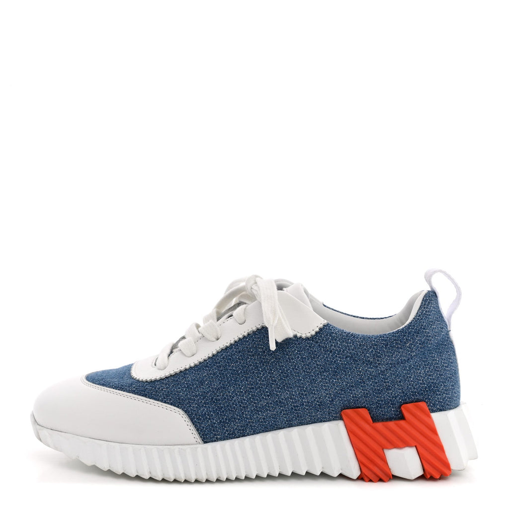 Denim Suede Goatskin Bouncing Sneakers 37.5 Bleu Clair White wholesalehk.shop