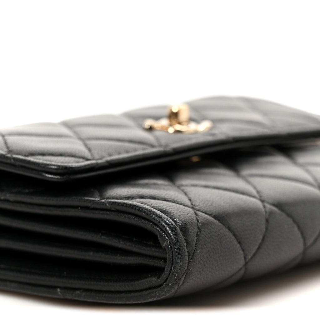 Lambskin Quilted Trendy CC Chain Clutch WOC Black wholesalehk.shop