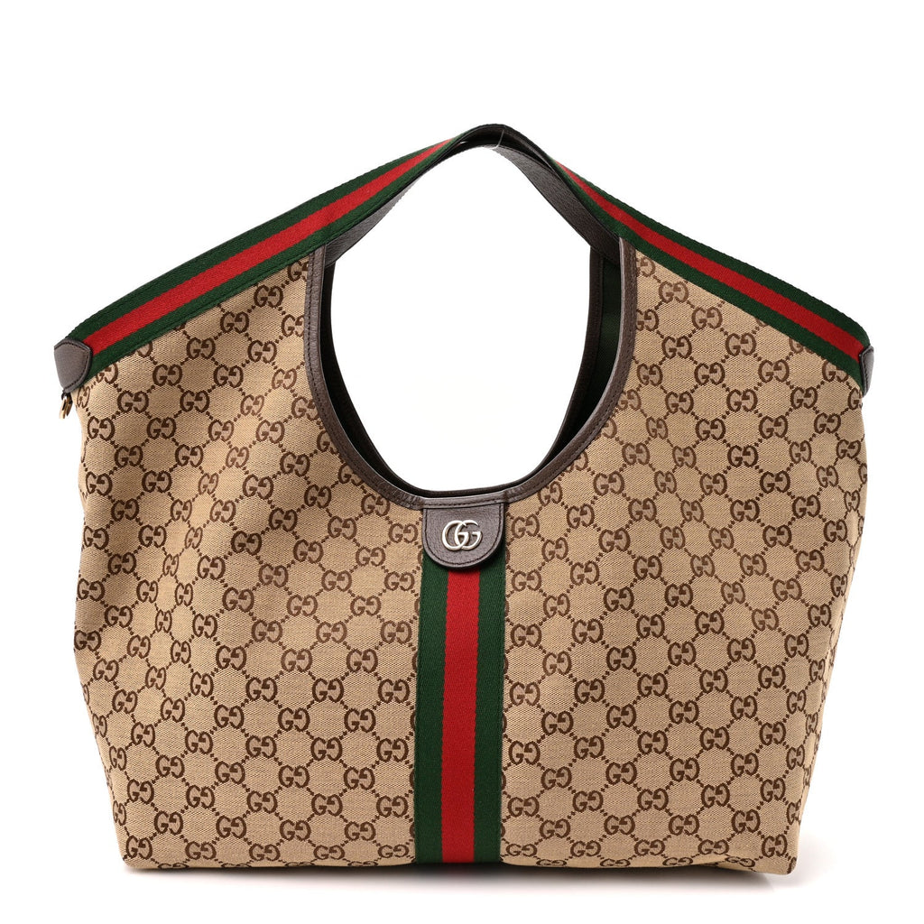 GG Monogram Web Large Giglio Tote Beige Brown wholesalehk.shop
