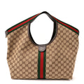 GG Monogram Web Large Giglio Tote Beige Brown wholesalehk.shop