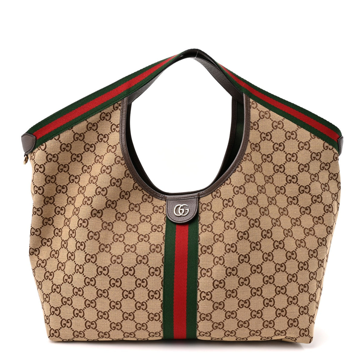 GG Monogram Web Large Giglio Tote Beige Brown wholesalehk.shop