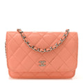 Caviar Quilted Mini Wallet On Chain WOC Coral wholesalehk.shop
