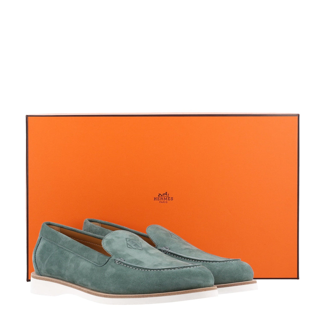 Suede Calfskin Womens Low Loafers 38 Vert Cedre wholesalehk.shop
