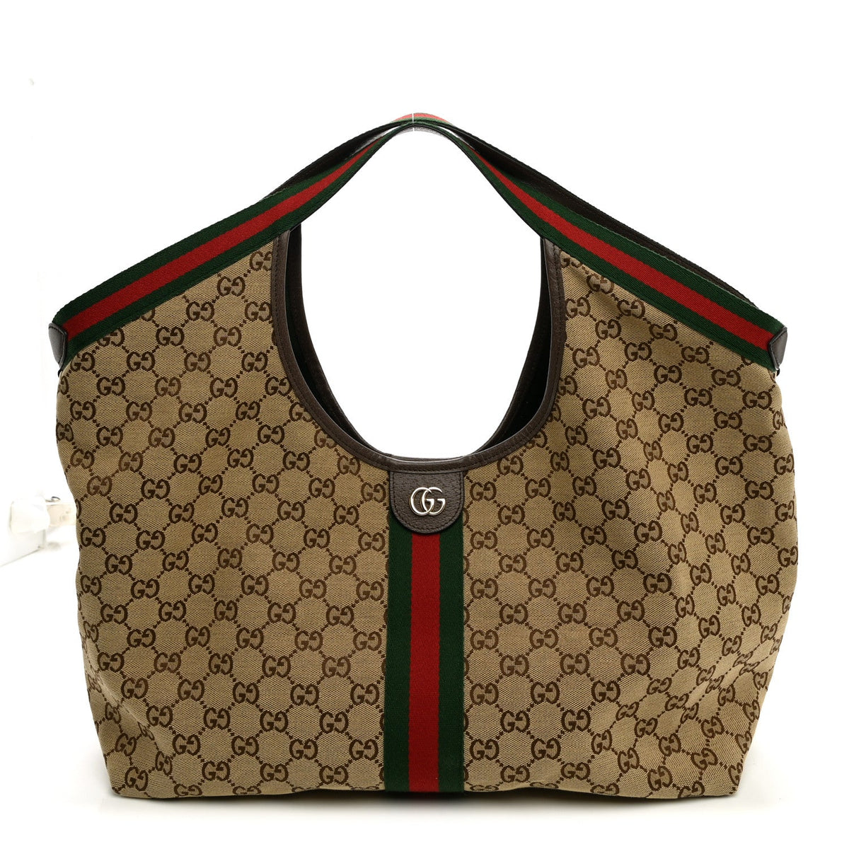 GG Monogram Web Large Giglio Tote Beige Brown wholesalehk.shop