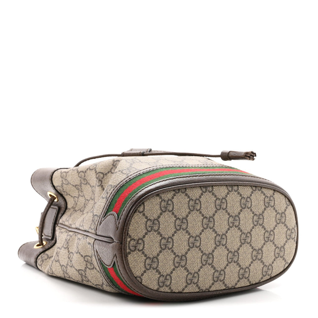 GG Supreme Monogram Web Small Ophidia Bucket Bag Brown wholesalehk.shop