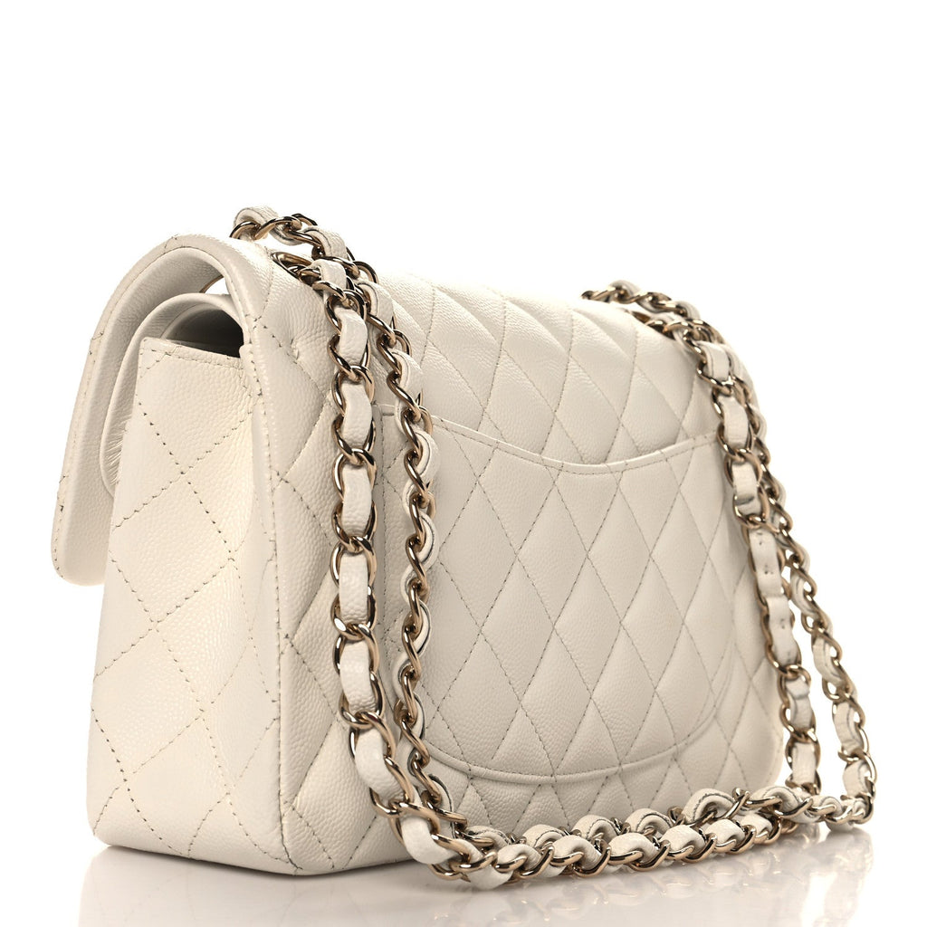 Caviar Quilted Small Double Flap White wholesalehk.shop