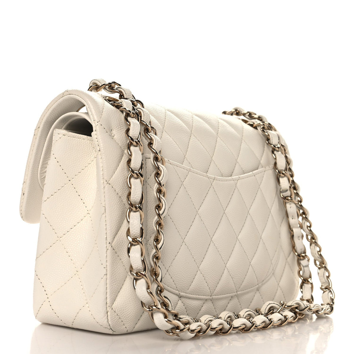 Caviar Quilted Small Double Flap White wholesalehk.shop