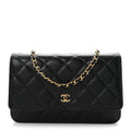 Caviar Quilted Wallet on Chain WOC Black wholesalehk.shop