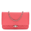 Grained Calfskin Quilted CC Box Wallet On Chain WOC Pink wholesalehk.shop