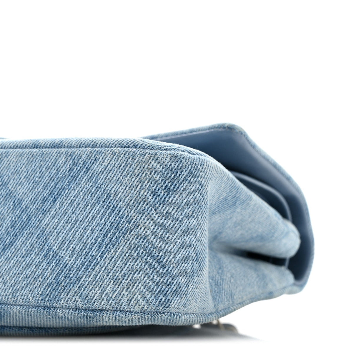 Printed Denim Quilted Medium Double Flap Light Blue wholesalehk.shop