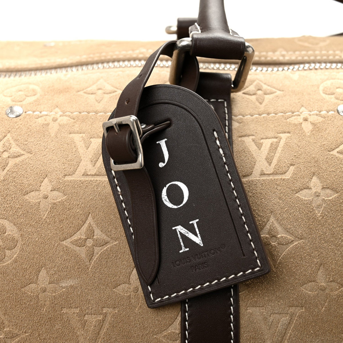 X NIGO Suede Monogram Keepall Bandouliere 50 Tan wholesalehk.shop