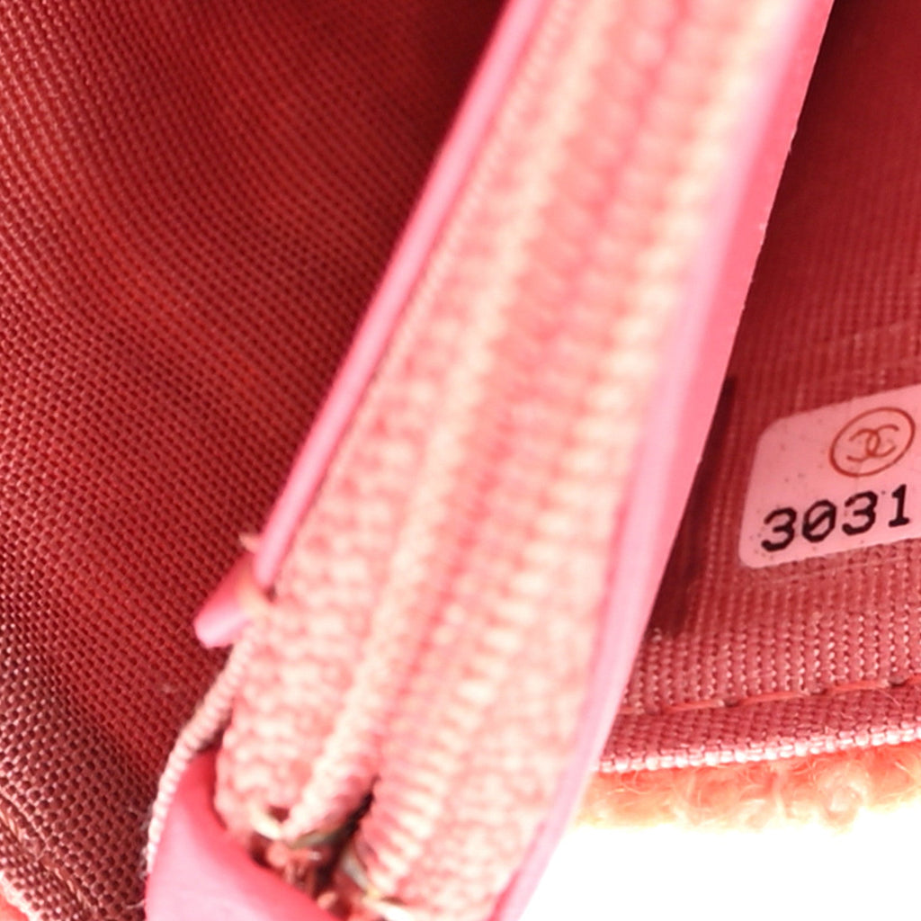 Wool Tweed Lambskin Quilted Chanel 19 Wallet On Chain WOC Coral Pink wholesalehk.shop