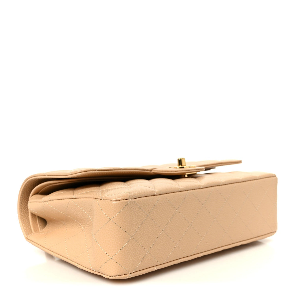 Caviar Quilted Medium Double Flap Beige wholesalehk.shop