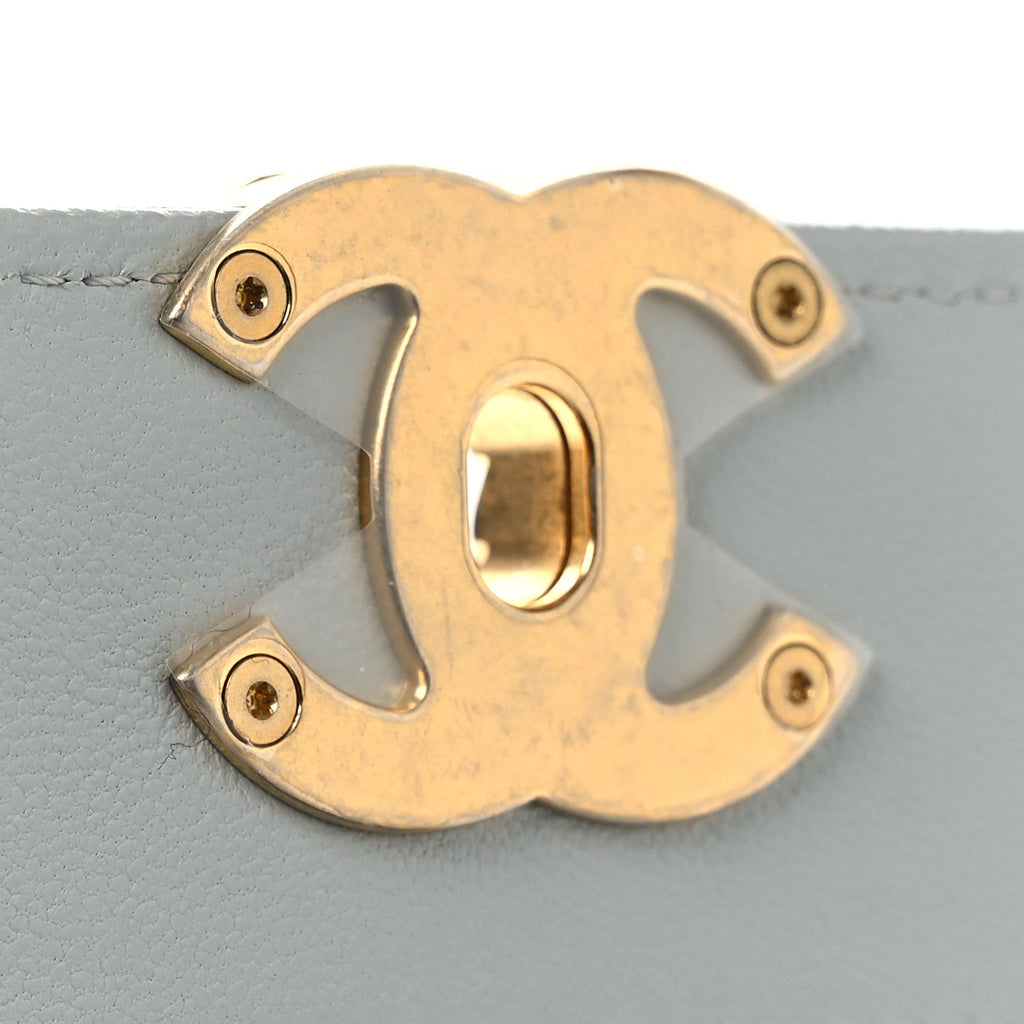 Lambskin Quilted Chanel 19 Wallet On Chain WOC Light Blue wholesalehk.shop