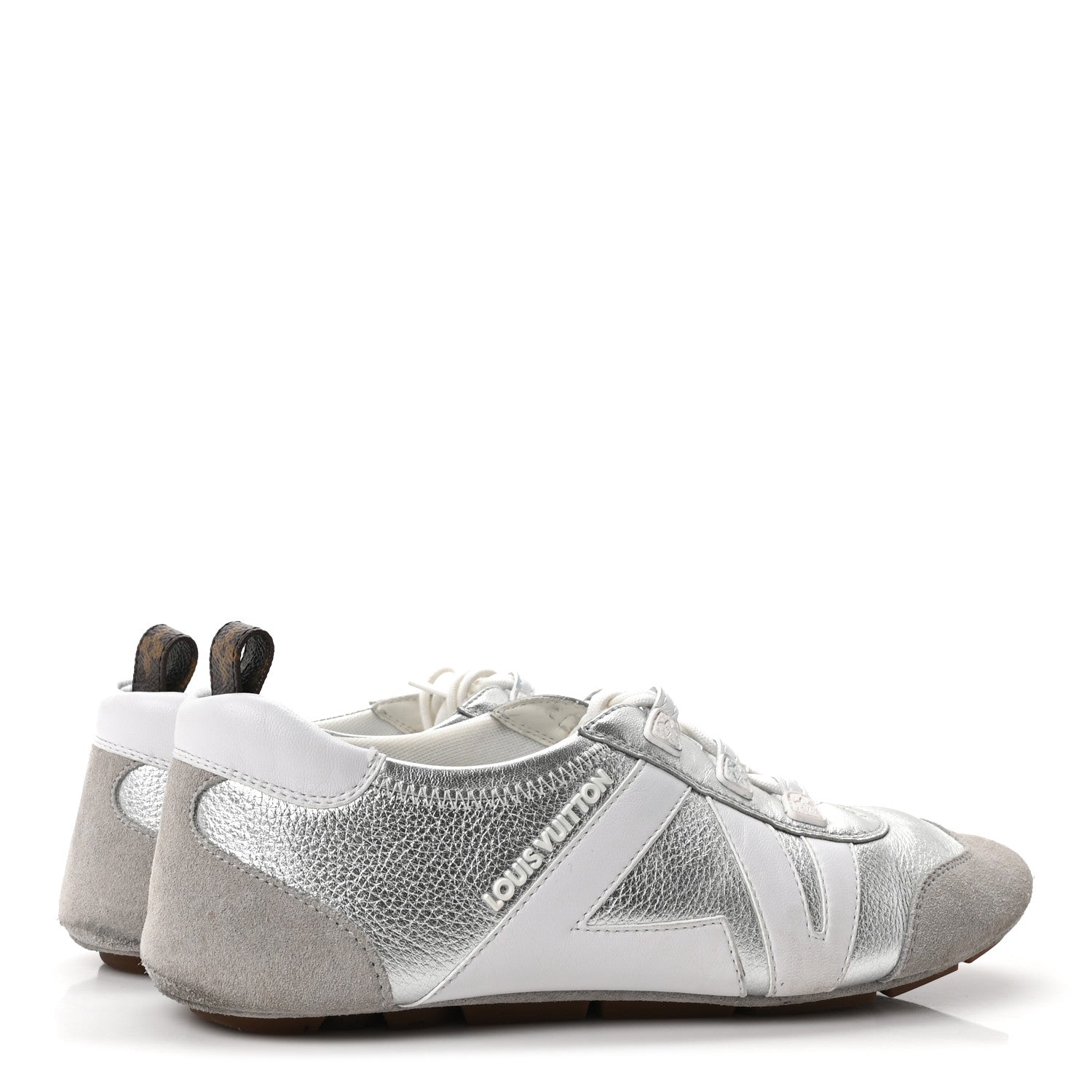 Metallic Grained Calfskin Womens LV Sneakerina 38 Silver £¨ Direct shipment via from wholesalehk.shop