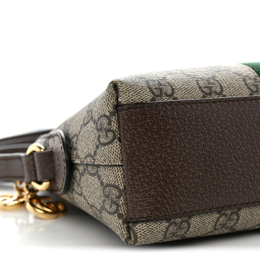 GG Supreme Monogram Textured Dollar Calfskin Web Small Ophidia Dome Shoulder Bag Beige Ebony New Acero wholesalehk.shop