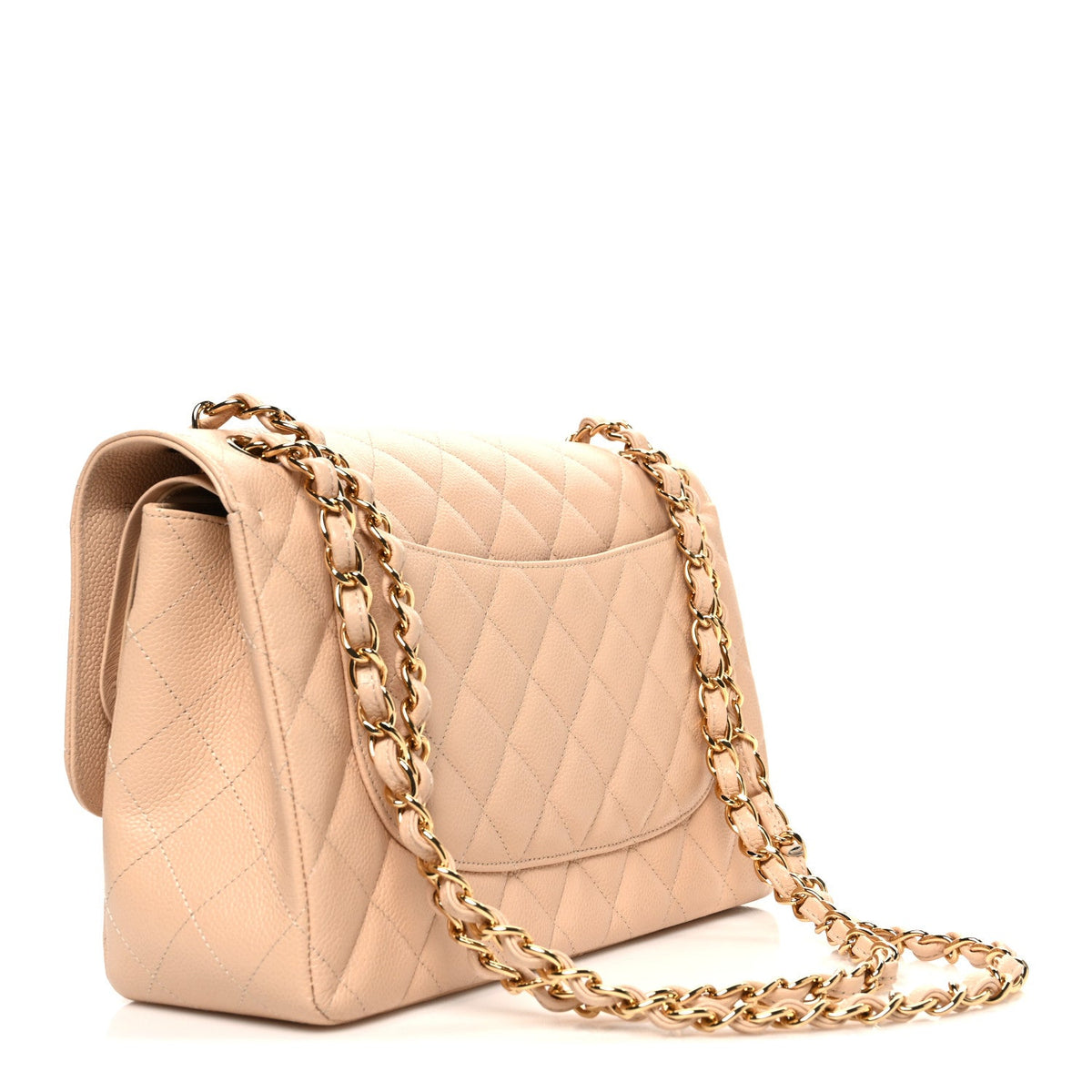Caviar Quilted Jumbo Double Flap Beige wholesalehk.shop