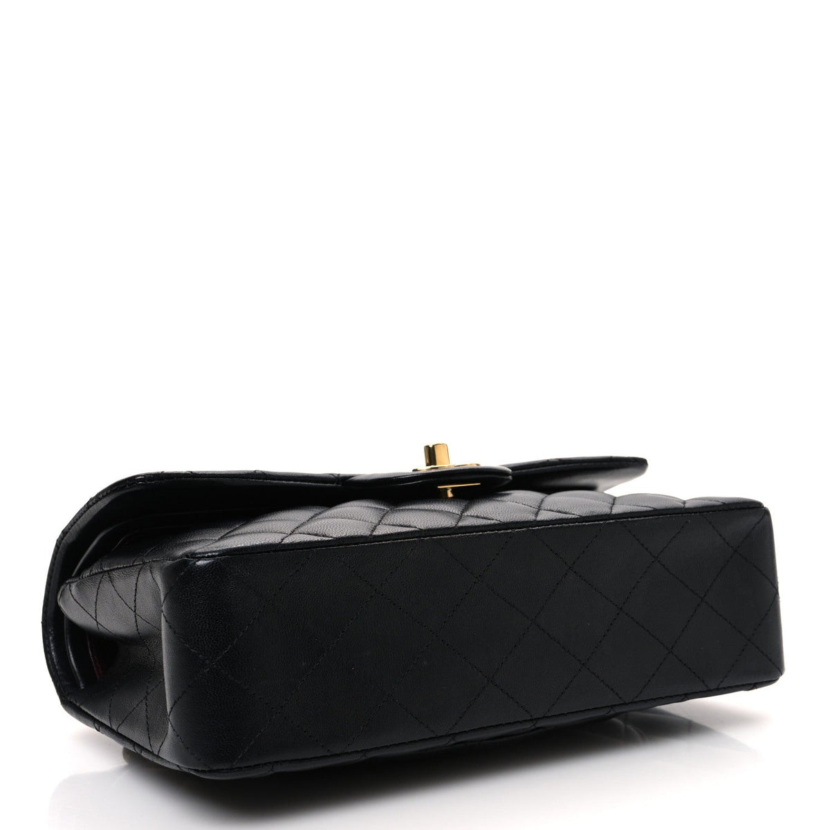 Lambskin Quilted Small Double Flap Black wholesalehk.shop