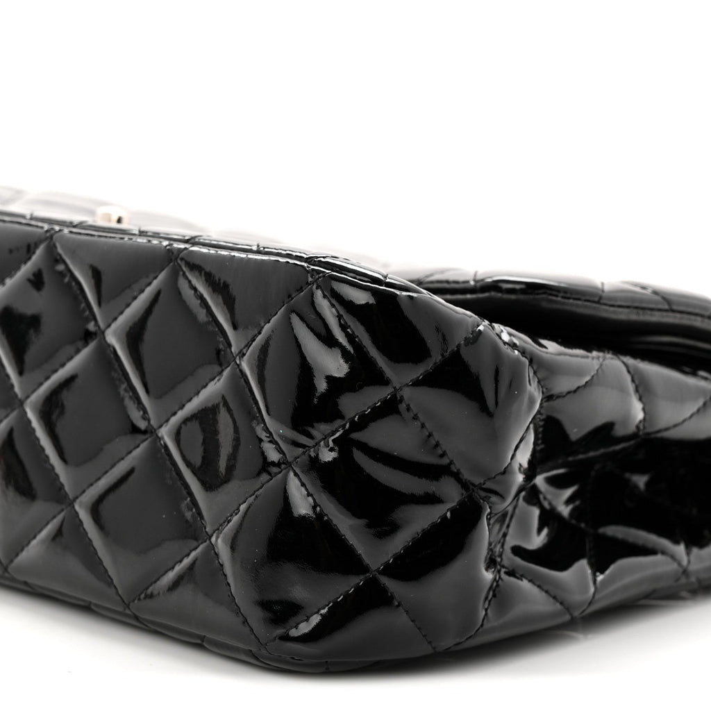 Patent Quilted Jumbo Double Flap Black wholesalehk.shop