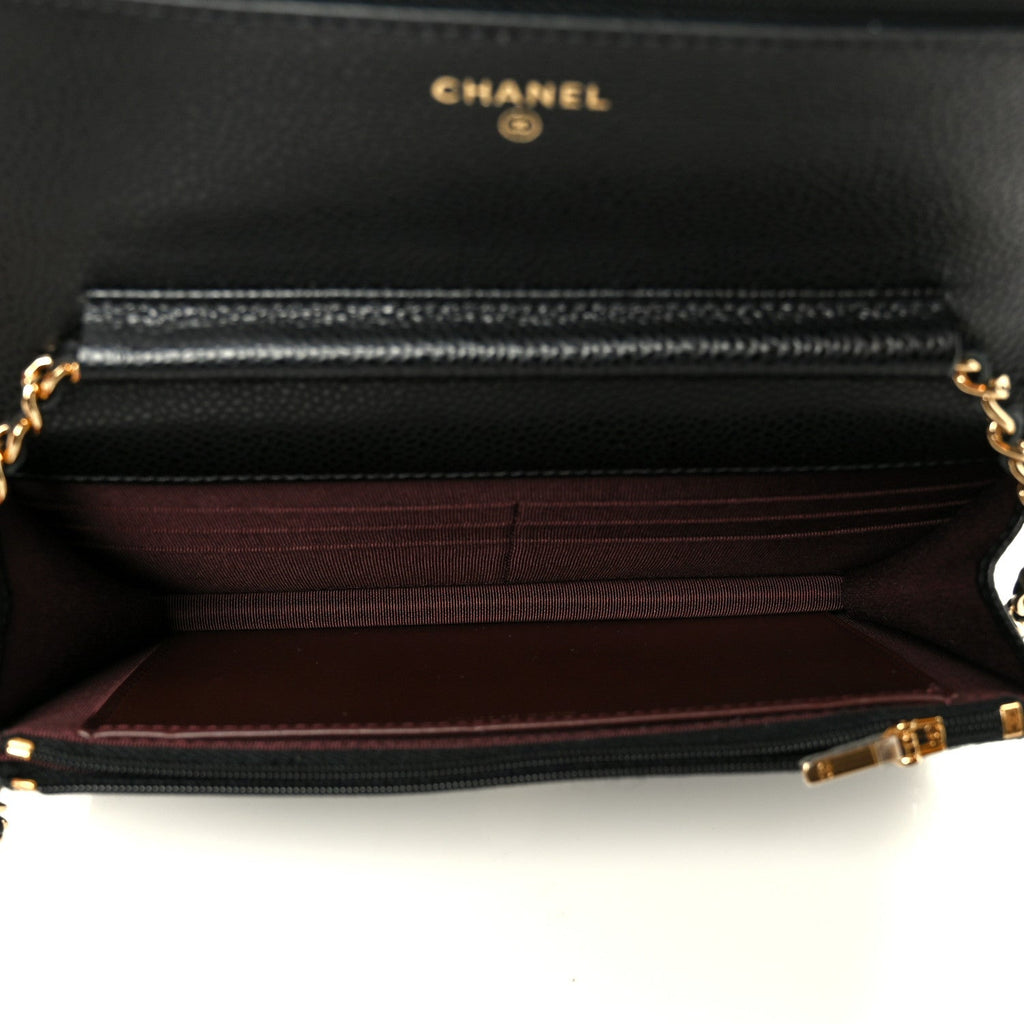 Caviar Quilted Wallet on Chain WOC Black wholesalehk.shop