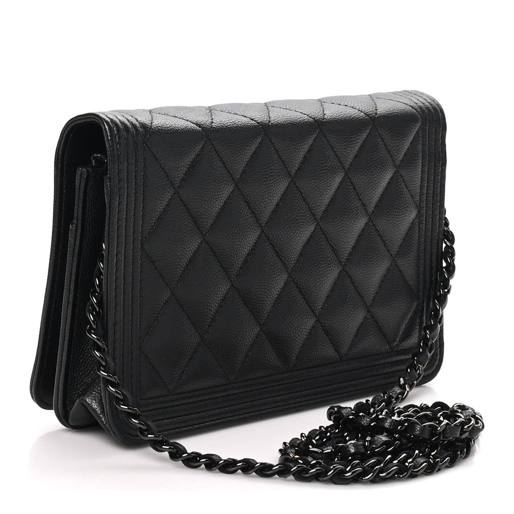 Caviar Quilted Boy Wallet On Chain WOC So Black wholesalehk.shop