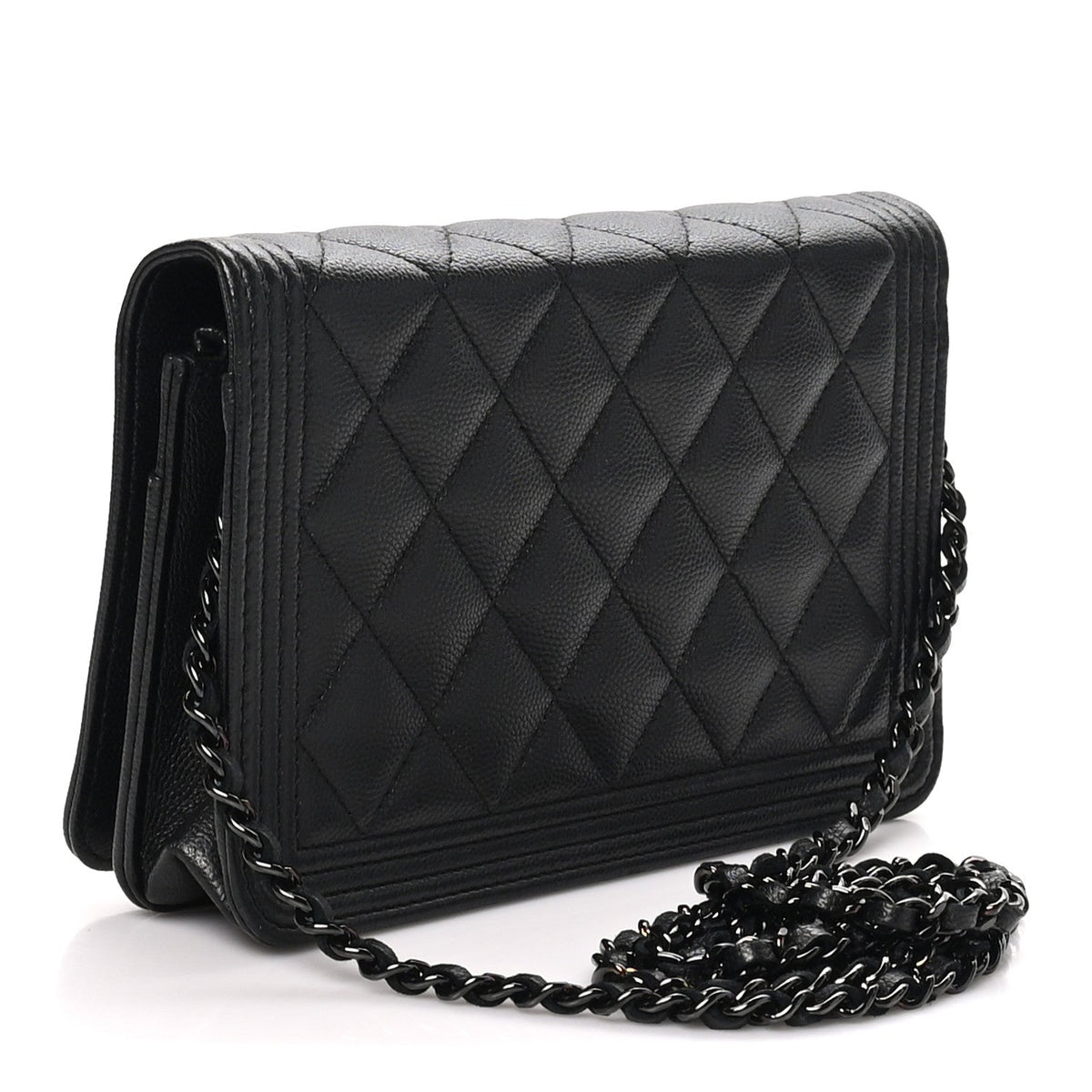 Caviar Quilted Boy Wallet On Chain WOC So Black wholesalehk.shop