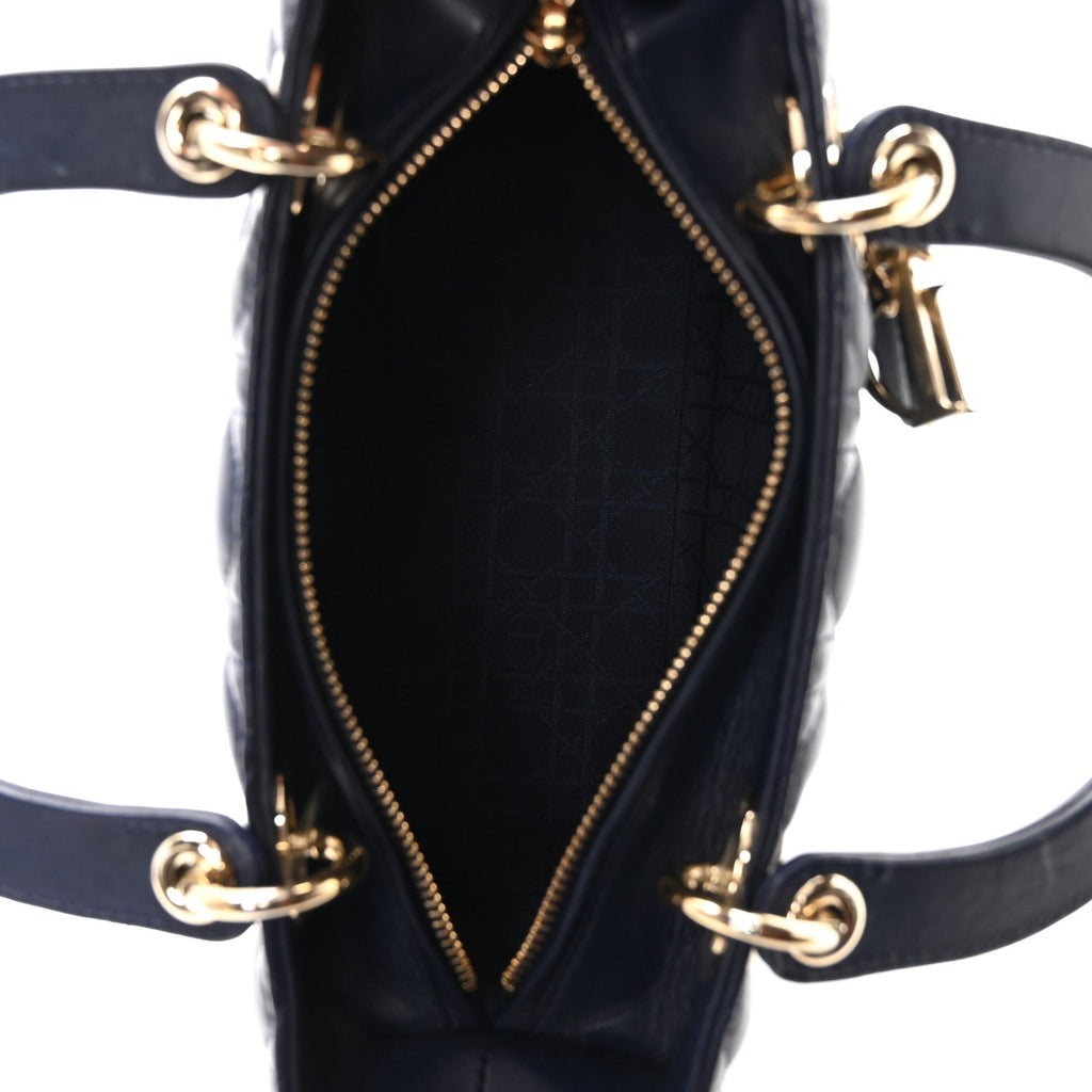Lambskin Cannage Medium Lady Dior Navy Blue wholesalehk.shop