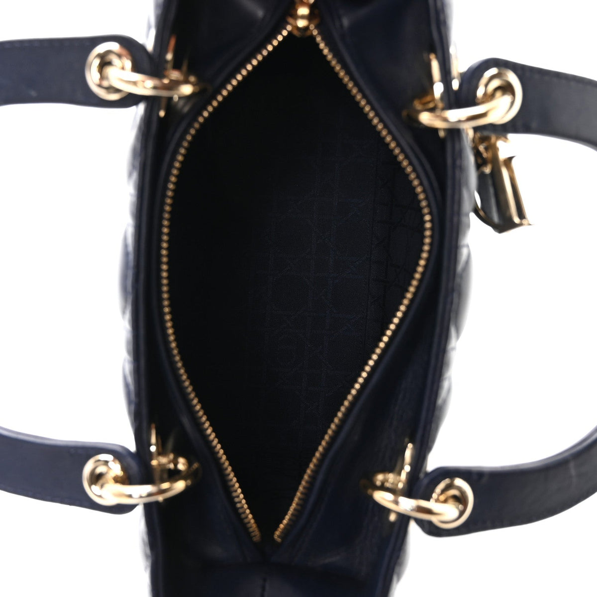 Lambskin Cannage Medium Lady Dior Navy Blue wholesalehk.shop