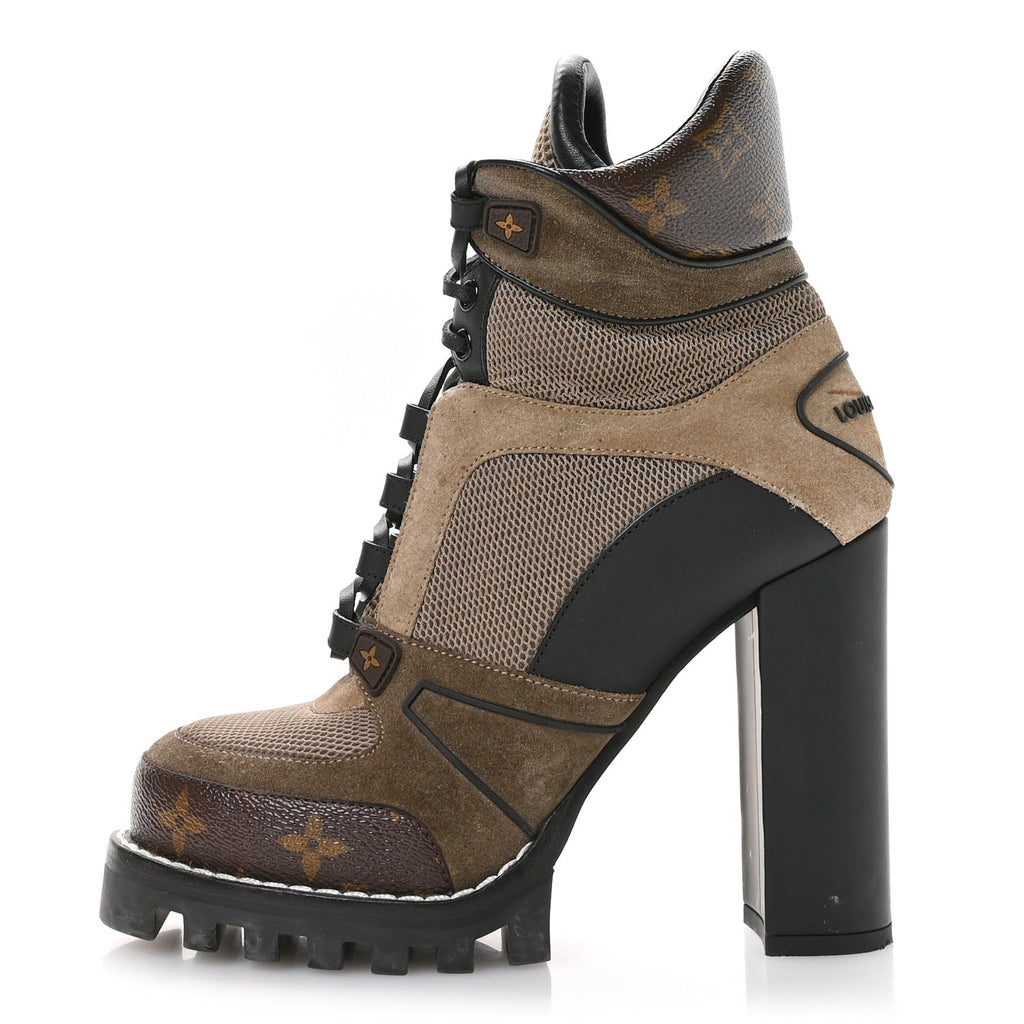 Suede Calfskin Monogram Star Trail Ankle Boots 38.5 Khaki £¨ Direct shipment via from wholesalehk.shop