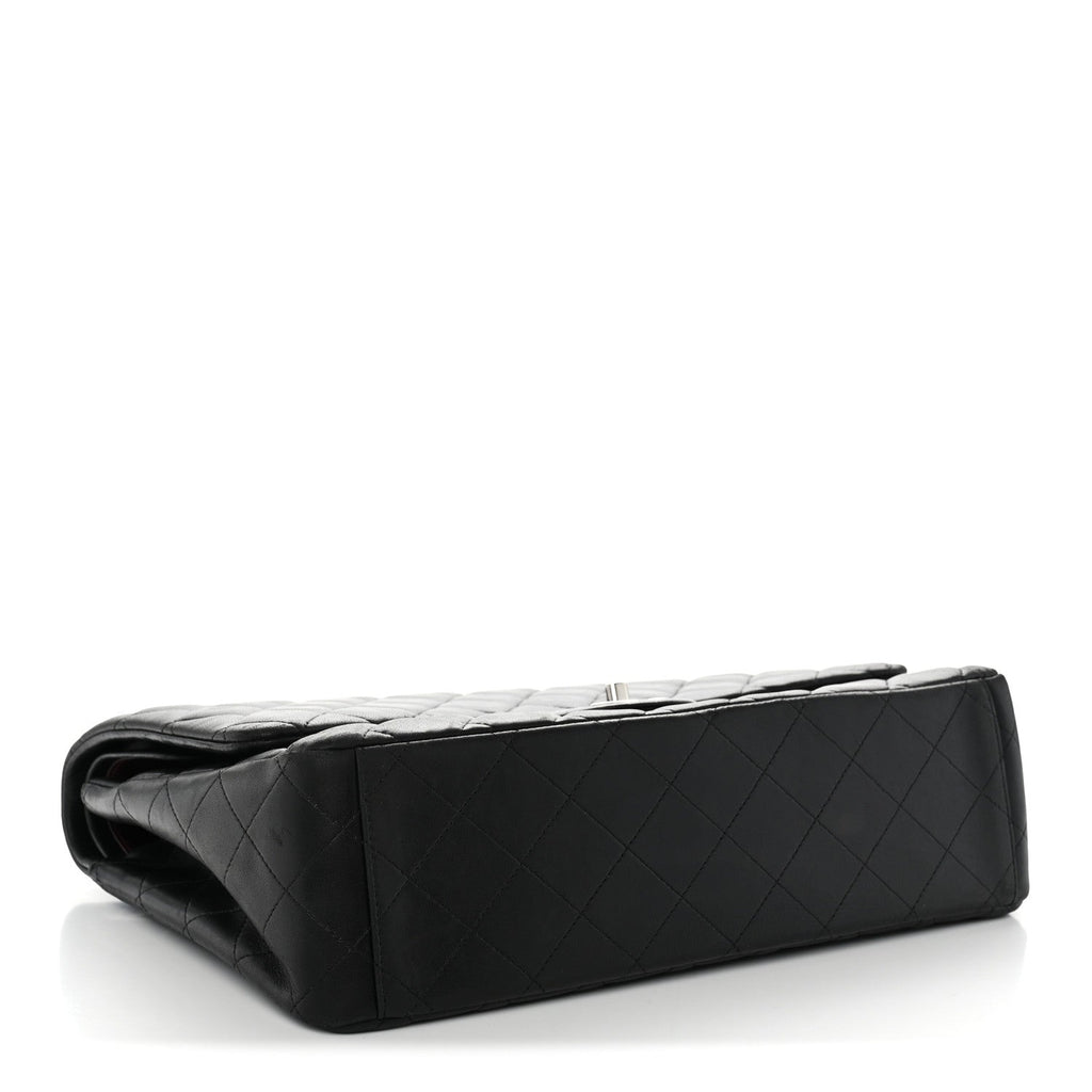 Lambskin Quilted Maxi Double Flap Black wholesalehk.shop