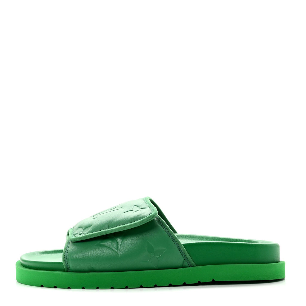 Embossed Monogram Pool Pillow Comfort Mules 9 Green £¨ Direct shipment via from wholesalehk.shop