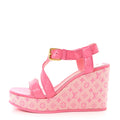 Patent Monogram Wedge Sandals 38 Pink £¨ Direct shipment via from wholesalehk.shop