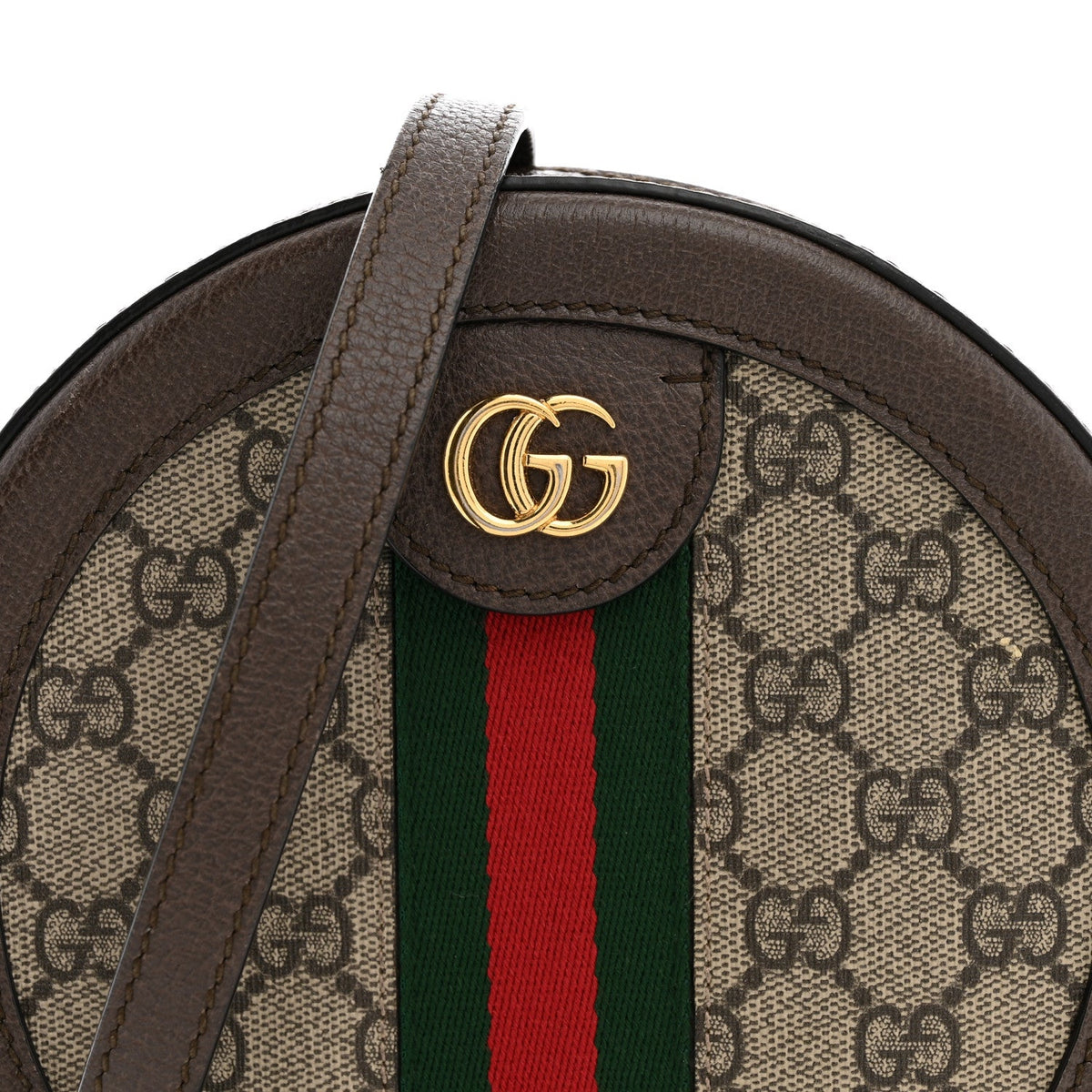GG Supreme Monogram Web Mini Ophidia Round Shoulder Bag Brown wholesalehk.shop