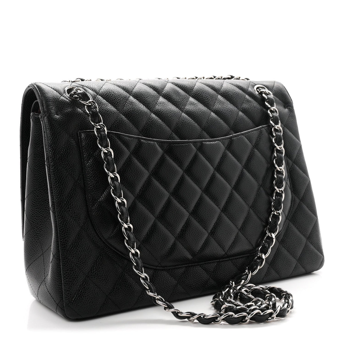 Caviar Quilted Maxi Double Flap Black wholesalehk.shop