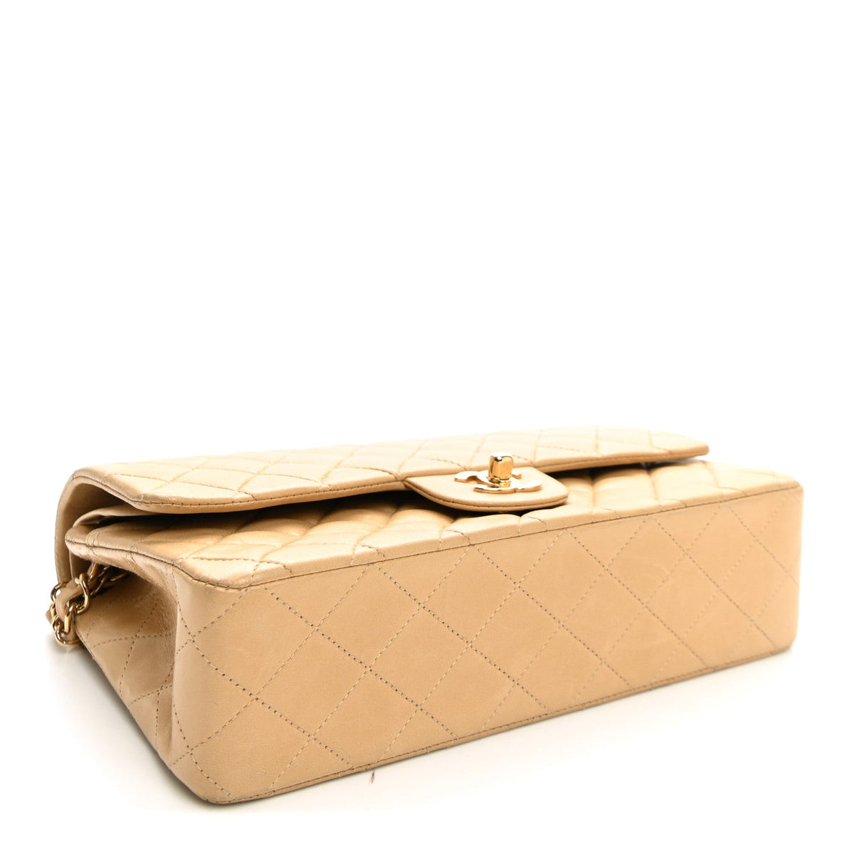 Lambskin Quilted Medium Double Flap Beige wholesalehk.shop