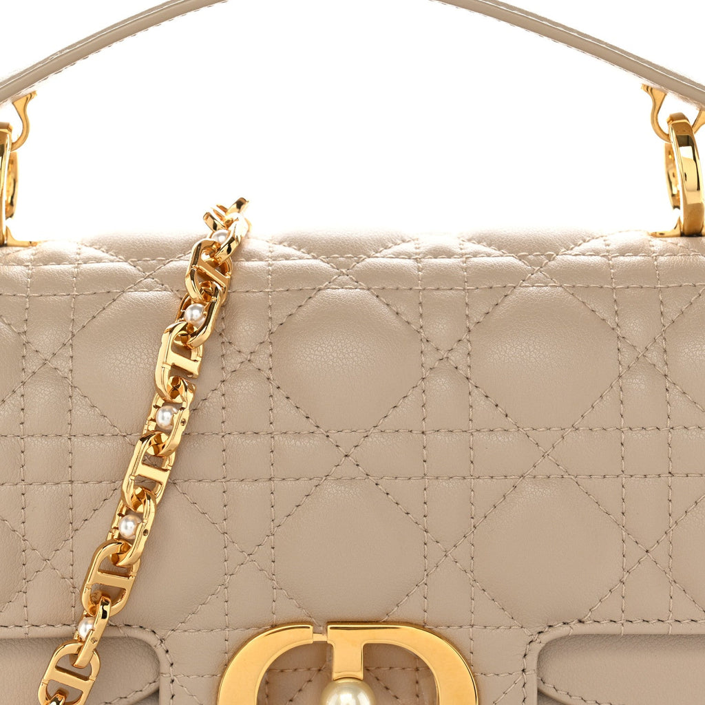 Calfskin Cannage Small Jolie Top Handle Bag Powder Beige wholesalehk.shop