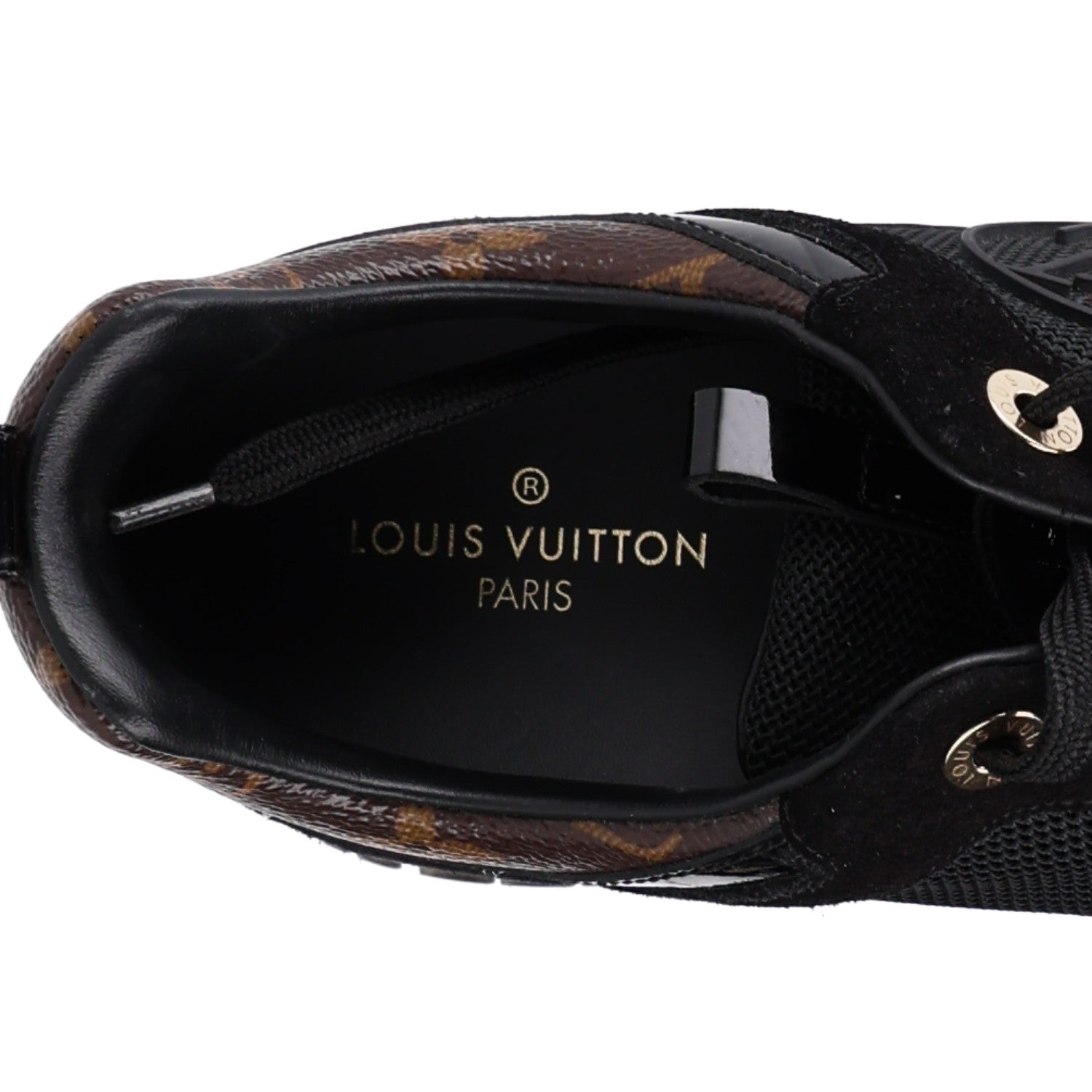 Suede Monogram Run Away Sneakers 38.5 Black £¨ Direct shipment via from wholesalehk.shop