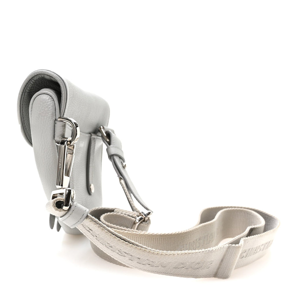 Grained Calfskin Mens Mini Saddle Bag Gray wholesalehk.shop