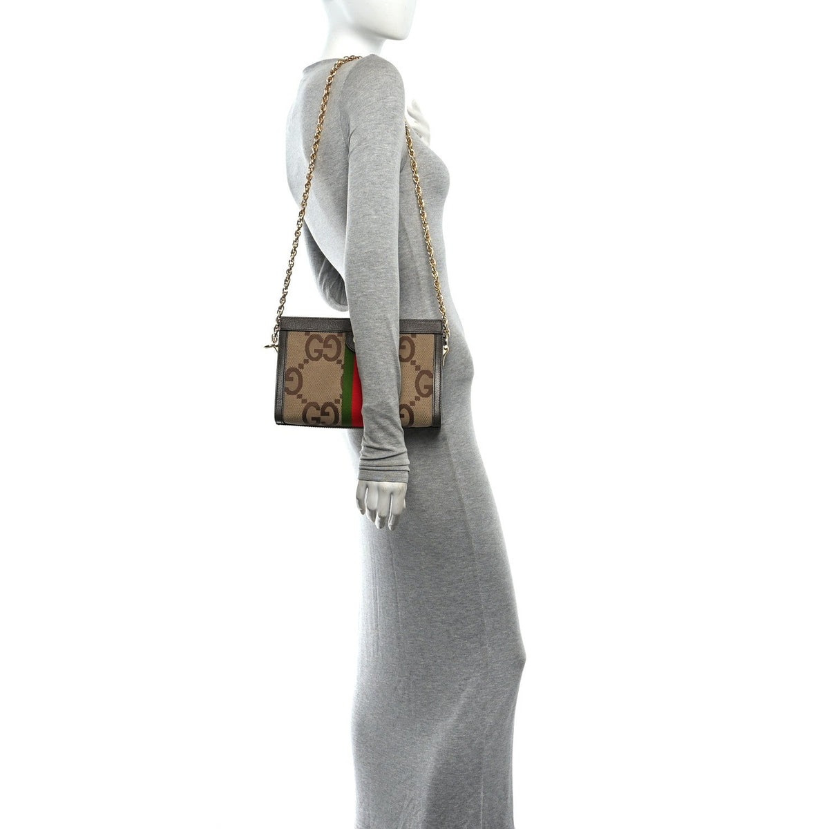 Monogram Jumbo GG Textured Dollar Calfskin Web Small Ophidia Chain Shoulder Bag Camel Ebony New Acero wholesalehk.shop