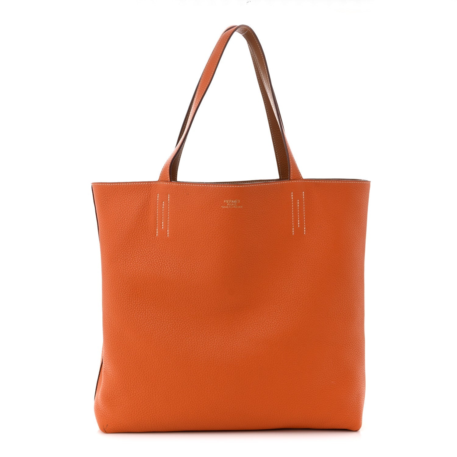 Taurillon Clemence Double Sens 45 Reversible Tote Orange Gold £¨ Direct shipment via from wholesalehk.shop