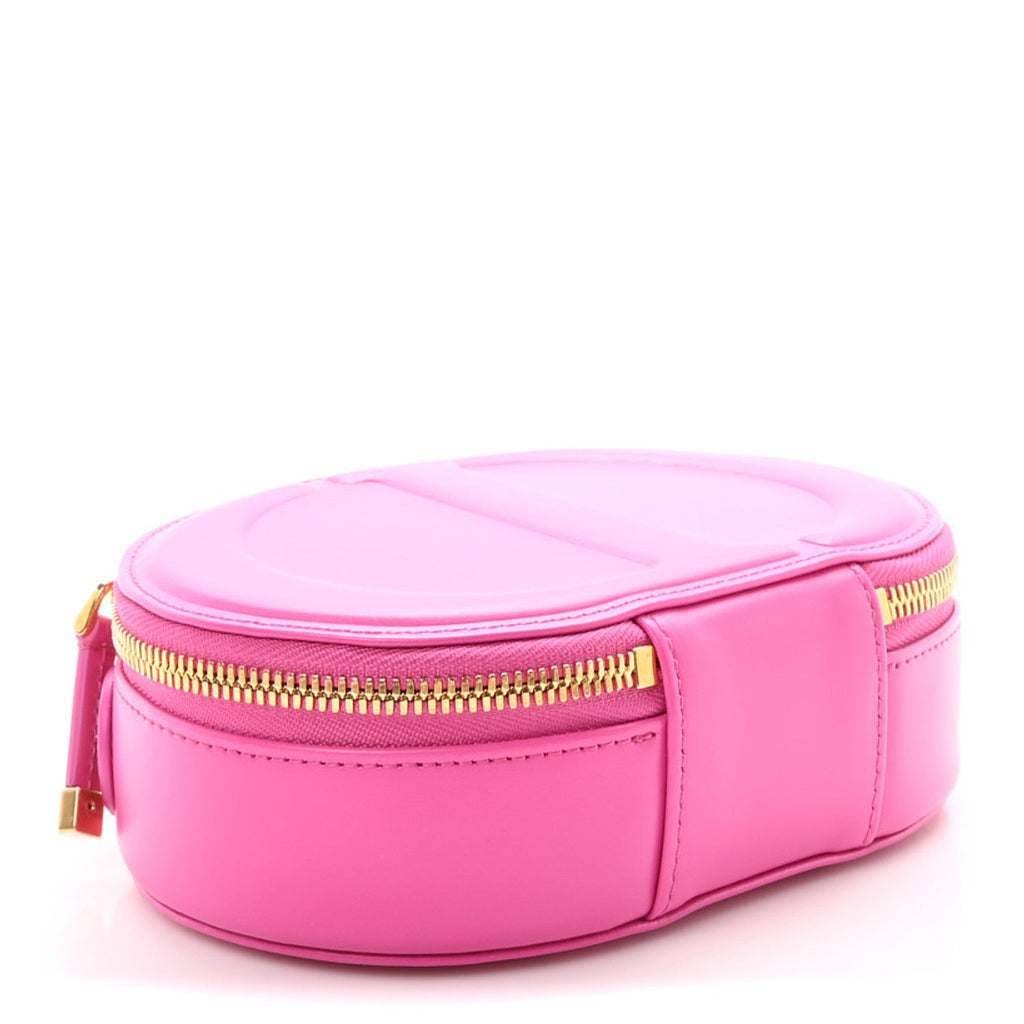 Calfskin CD Signature Oval Crossbody Camera Bag Rani Pink wholesalehk.shop