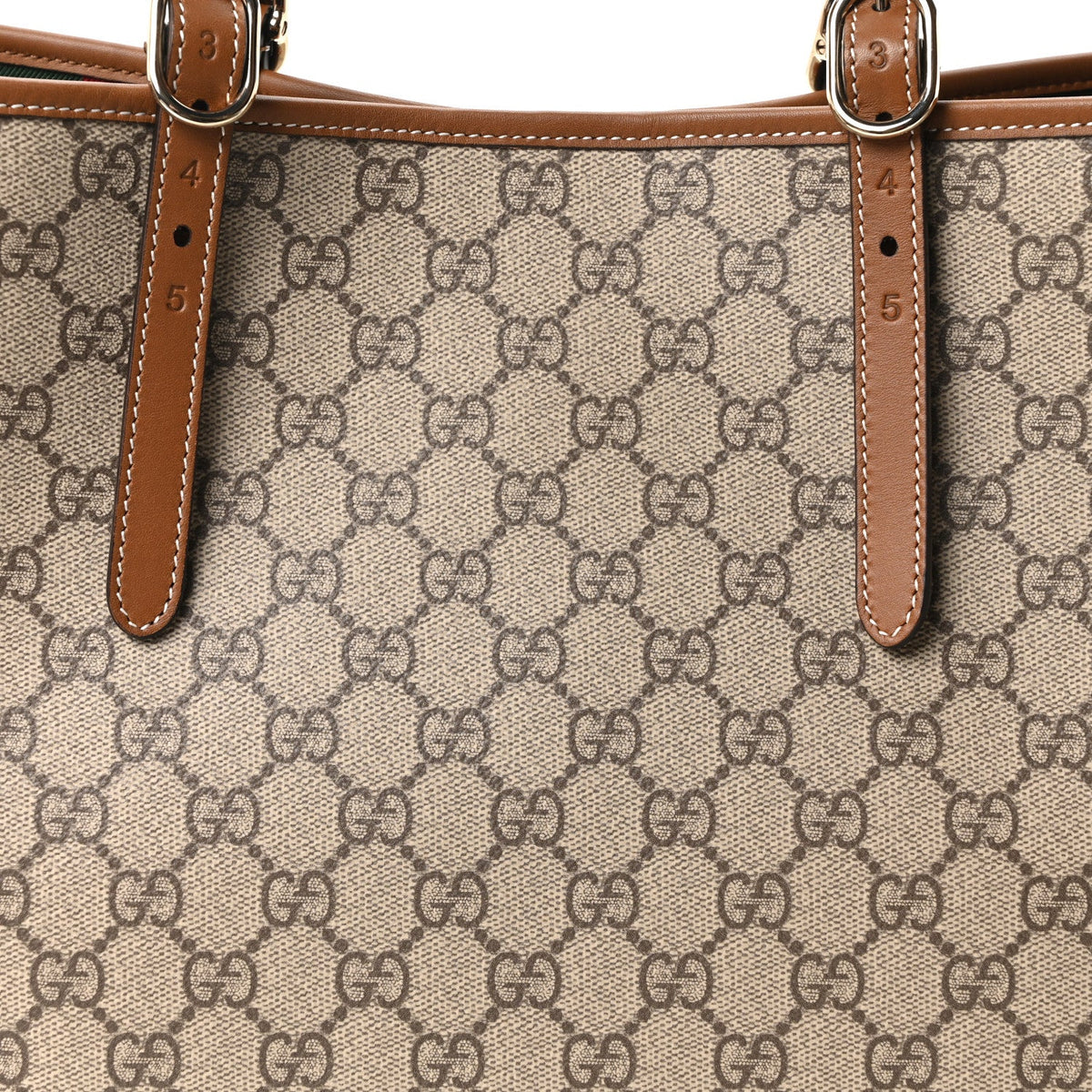 GG Supreme Monogram Emblem Large Tote Bag Beige Dark Brown wholesalehk.shop