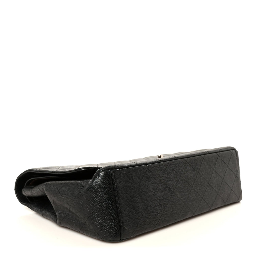 Caviar Quilted Maxi Double Flap Black wholesalehk.shop